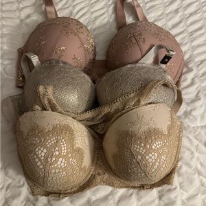 Victoria's Secret Lace Bra Set - Pink, Gold, Cream